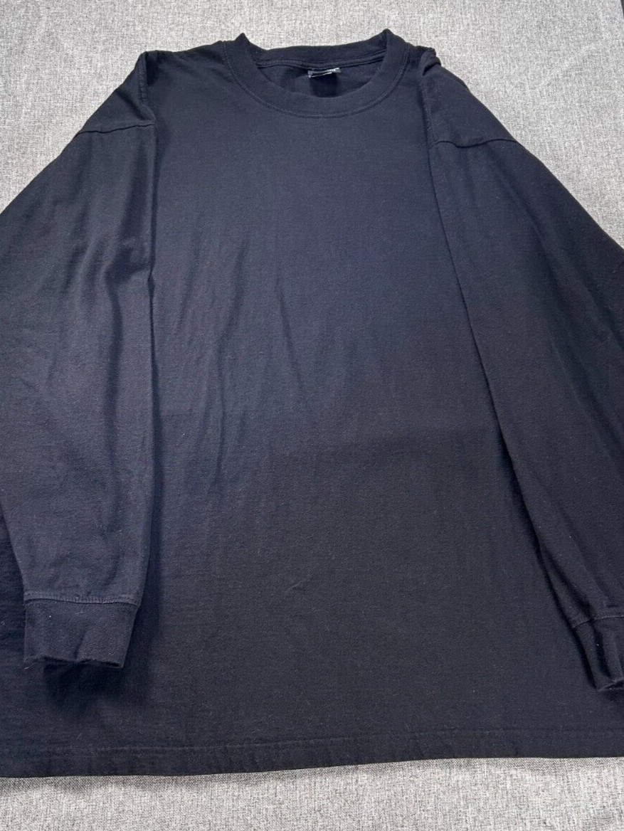 Sada Long Sleeve Shirt Top Men&rsquo;s 2X Crew Neck Black Casual 100% Cotton