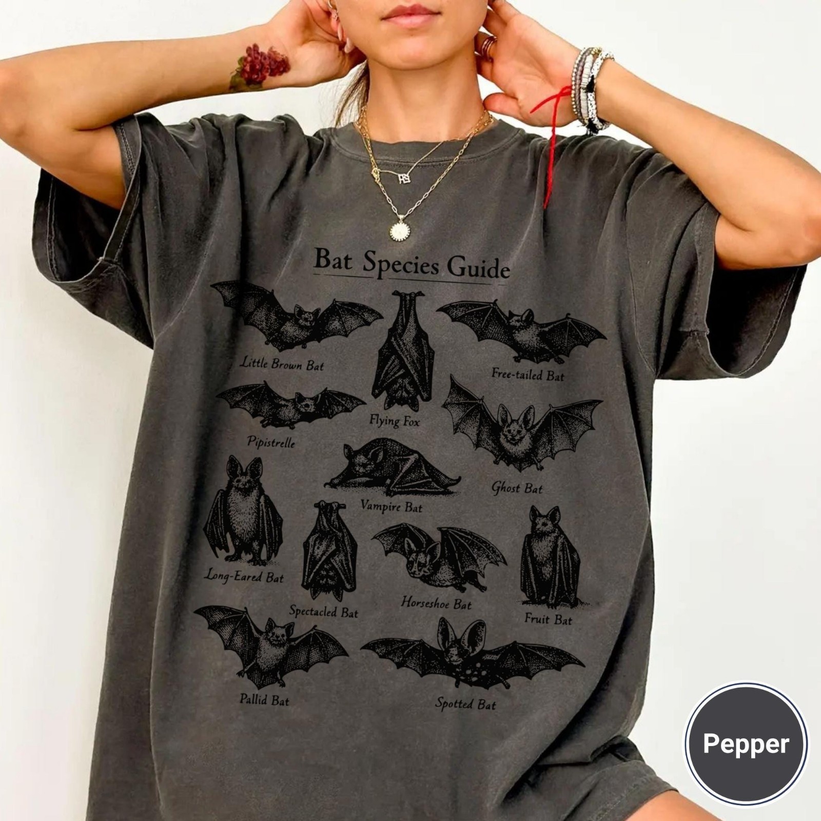 Vintage Bat Shirt Retro Science Biology Goth Nature Lover Halloween Tee