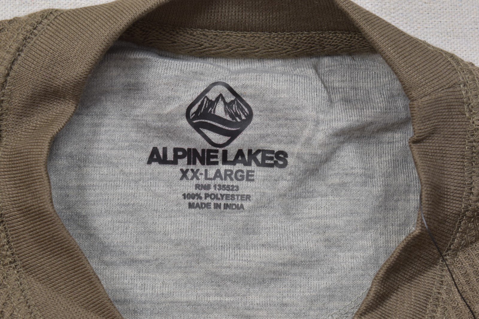 Alpine Lakes Men&rsquo;s XX-Large Brown Waffle Knit Performance Long Sleeve Tee Shirt