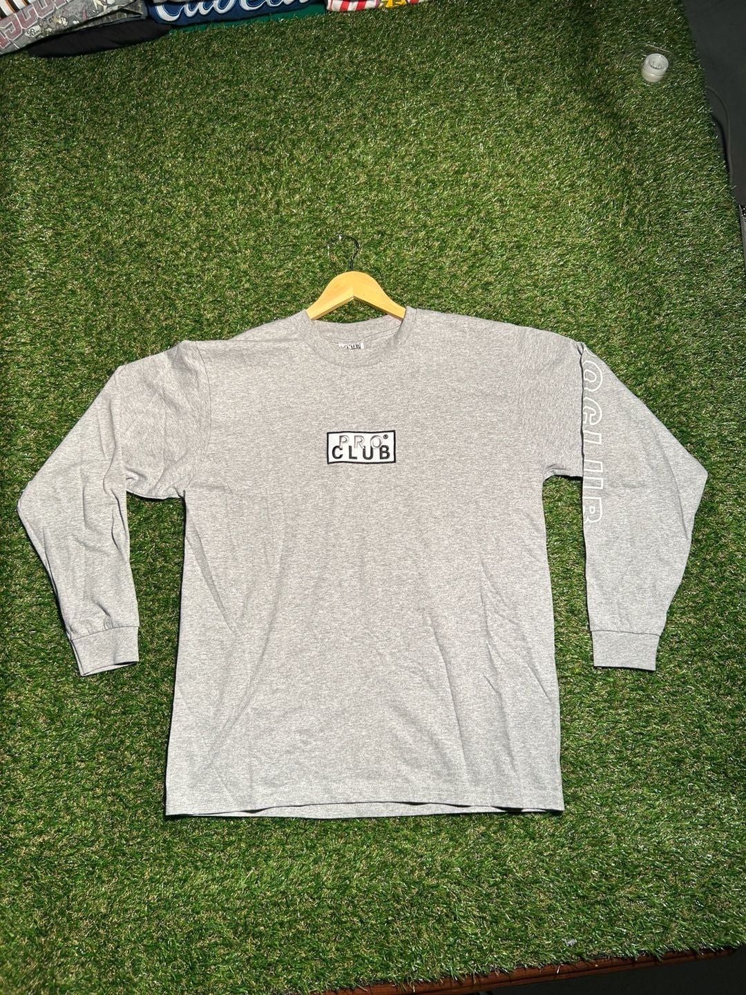 Pro Club Heavyweight Embroidered Box Logo Long Sleeve T-Shirt
