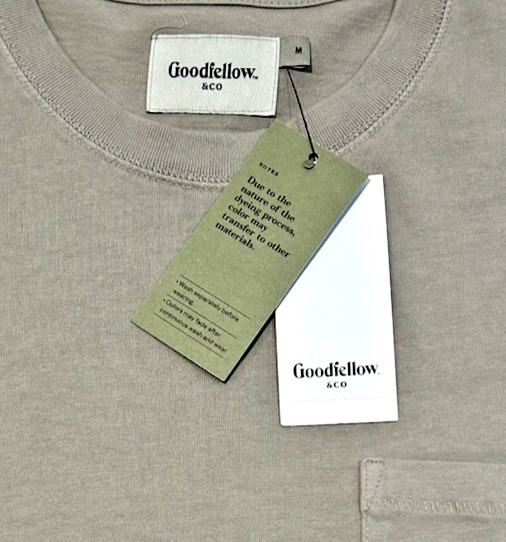 Goodfellow & Co Men&rsquo;s Heavyweight Crewneck Taupe Pocket T-Shirt Size Medium New