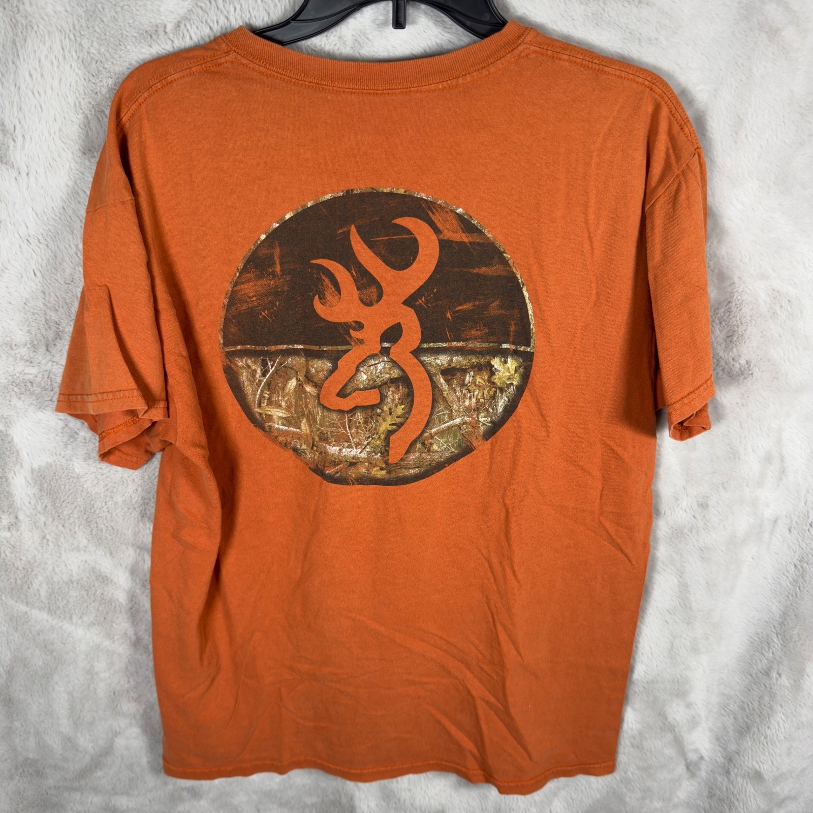 Browning TShirt Orange Logo Graphic Mens Size L G Cotton Blend