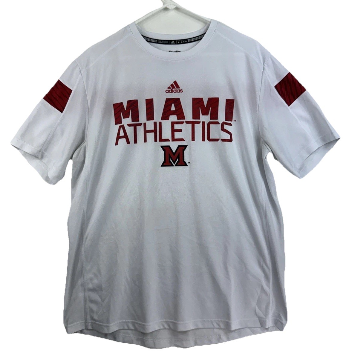 Adidas Miami Ohio Redhawks Men’s XL ClimaLite Team Issued White Dry Fit T-shirt*