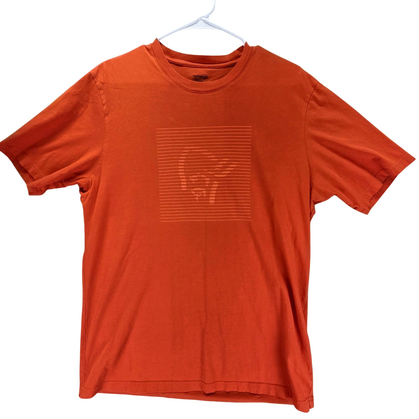 Norrøna Shirt Mens Large Orange Logo Graphic Tee Tagless Crewneck Outdoor Norway