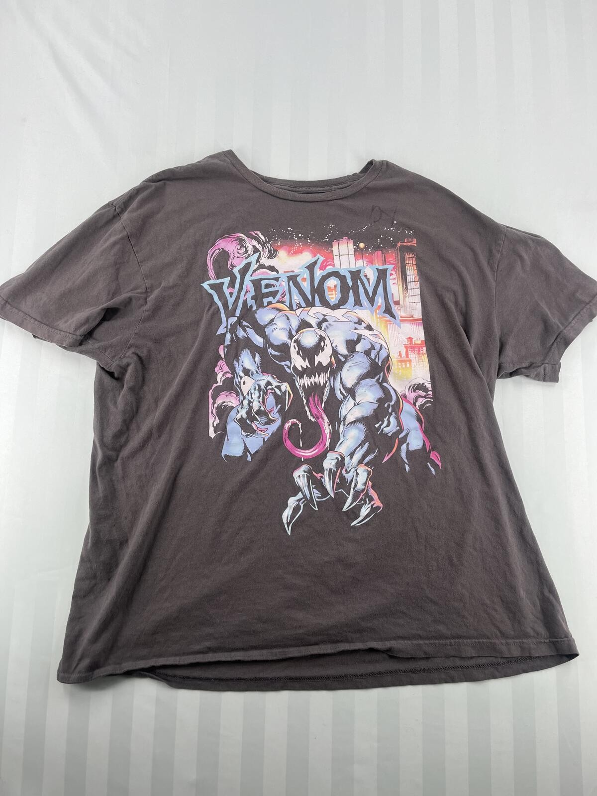 Y2K Marvel Venom Graphic T-Shirt Men&rsquo;s XL Gray Comic Tee