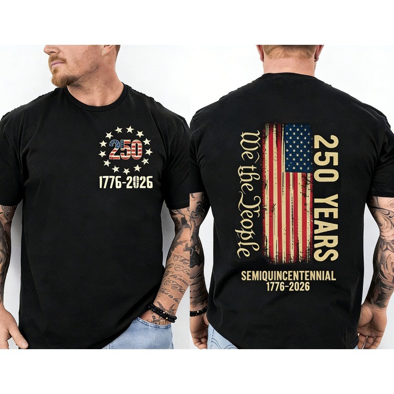 250 Years Of Independence America 250th Years Anniversary Front & Back T-Shirt