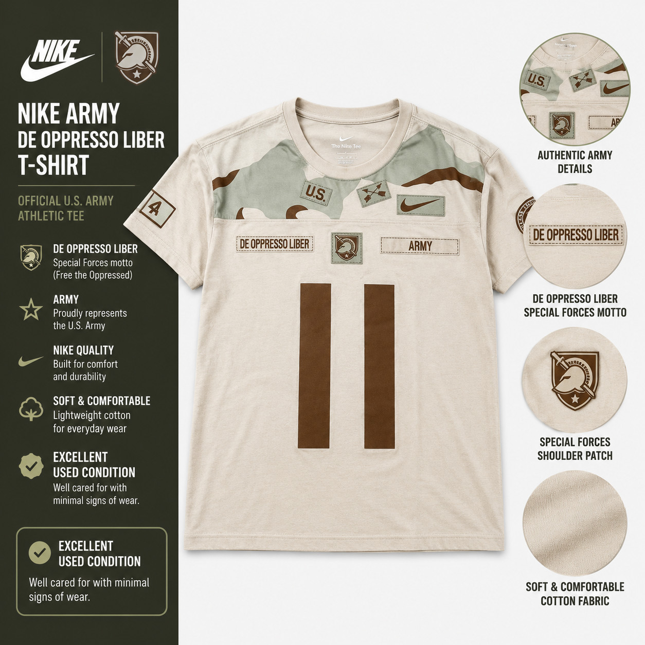 Nike Army West Point Task Force Dagger Shirt Mens L Special Forces De Oppresso