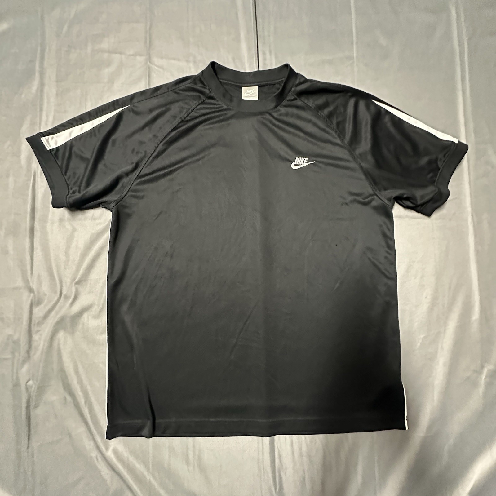 Vintage Nike Shirt Mens XL Black Sportswear Striped Embroidery Y2K 00&rsquo;s Gym