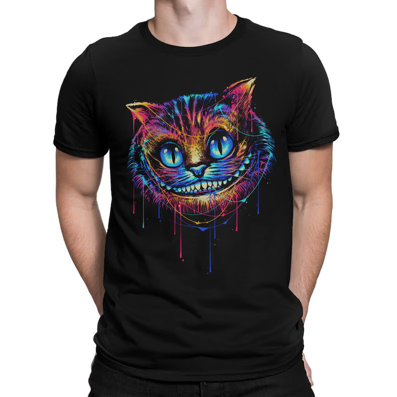 Cheshire Cat T-Shirt, Original Art Alice In Wonderland Tee