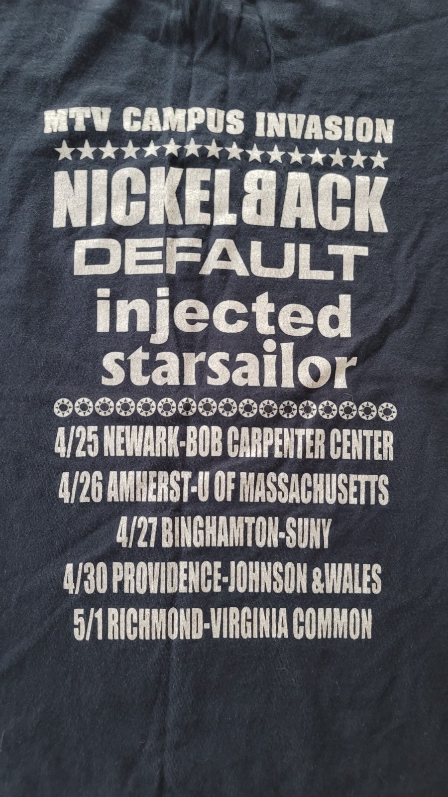 2002 MTV Campus Invasion LARGE Tour Shirt Nickelback Default Injected Starsailor