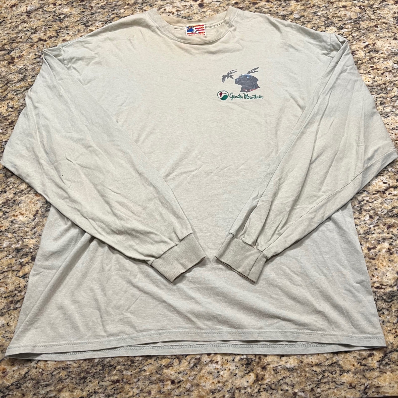 American Outdoorsman Gander Mountain Black Lab Ducks Long Sleeve Shirt XXL Tan