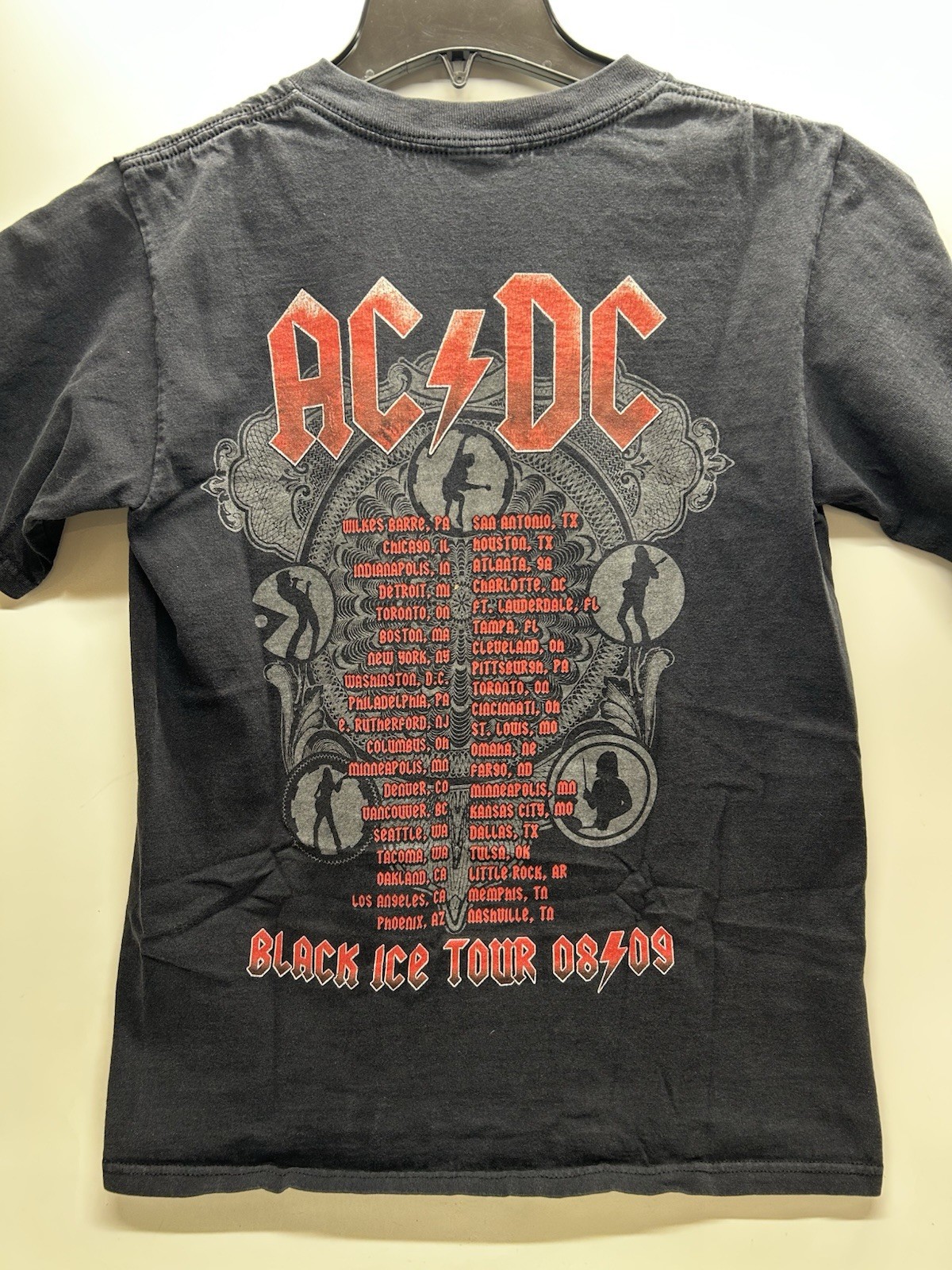 AC/DC Black Ice 08/09 US Concert Tour Black Short Sleeve T-Shirt Adult Small