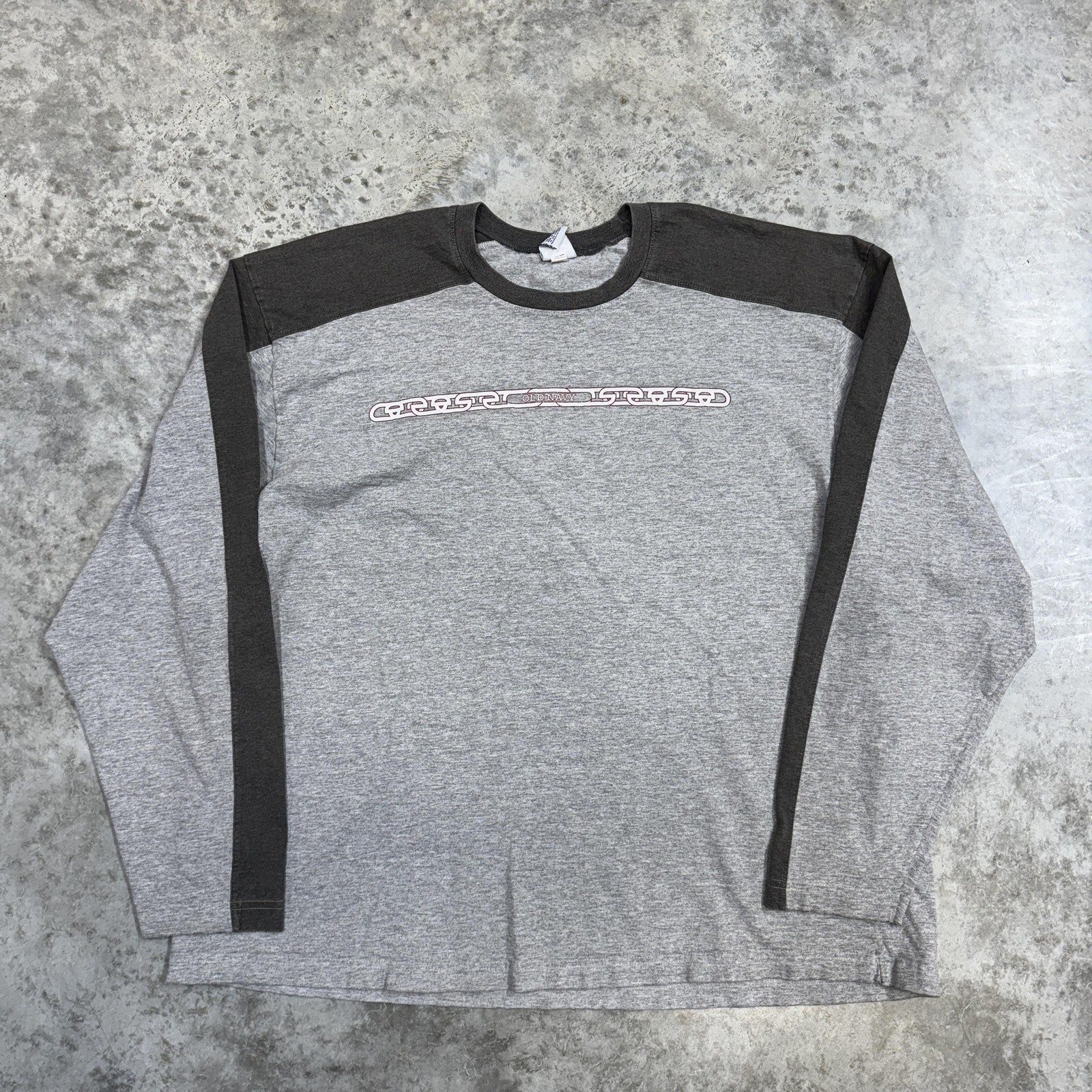 Vintage Old Navy Shirt Mens XL Gray Colorblock Long Sleeve y2k skater grunge