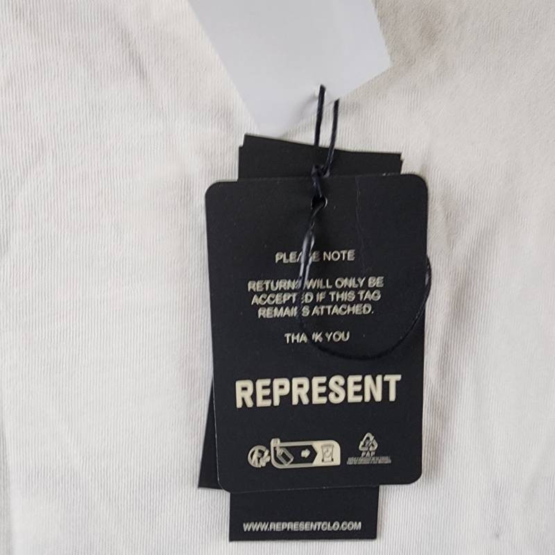 REPRESENT Owners Club Oversized Fit T-Shirt Mens XS Flat White Crewneck Pullover
