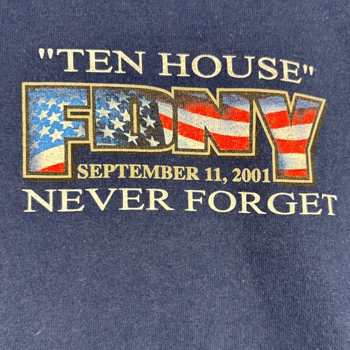 Port and Company FDNY Ten House 9/11 Never Forget T-Shirt Navy Blue Mens XL