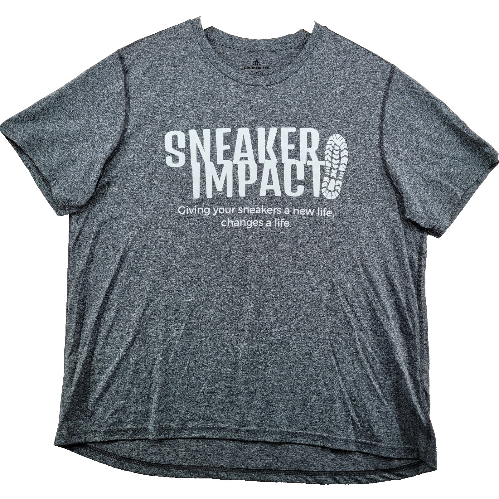 Adidas Creator Tee Men&rsquo;s Size XL Solid Gray Sneaker Impact Crew-Neck T-Shirt