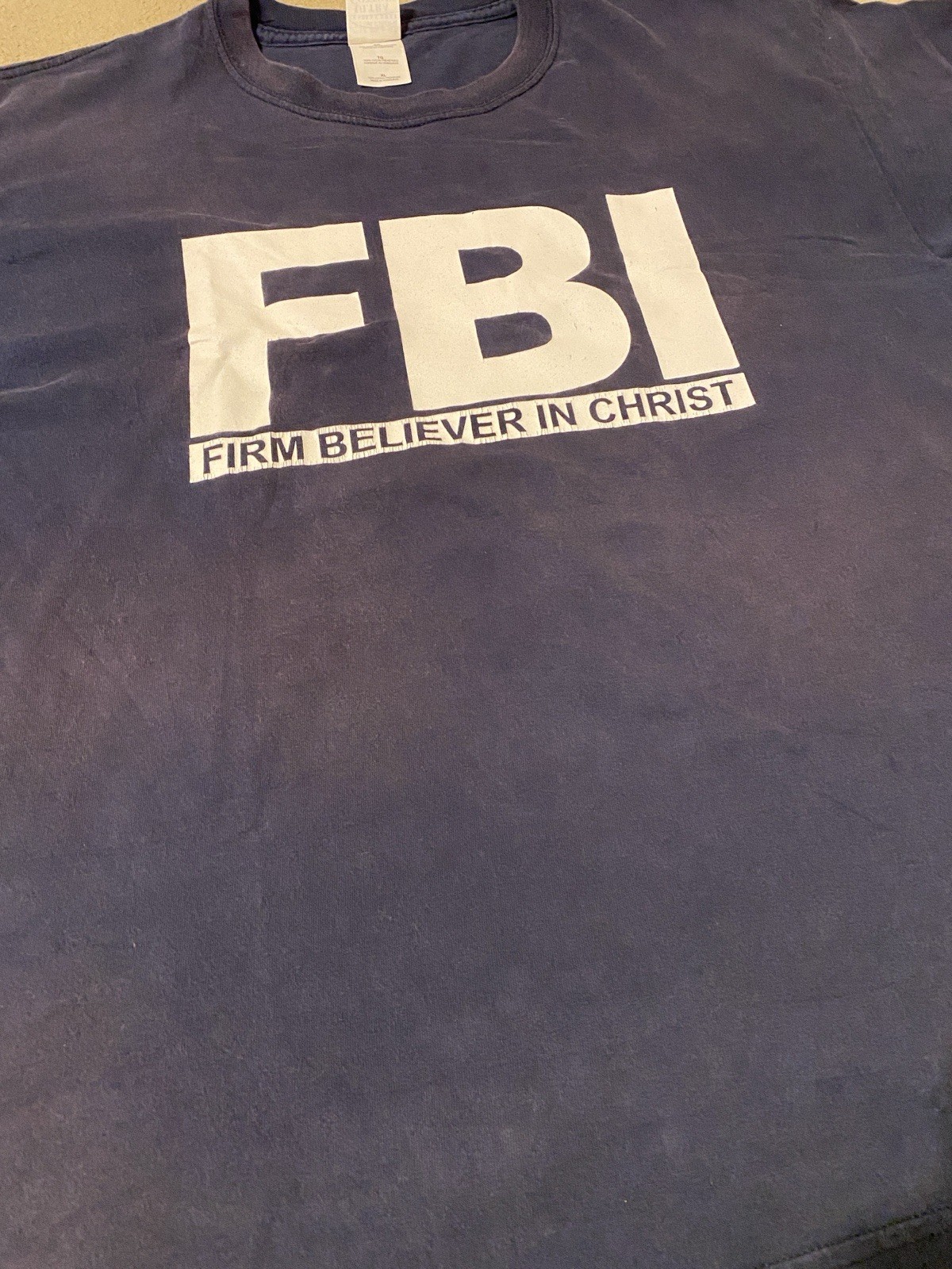 Vintage FBI Firm Believer In Christ Faded Black Tshirt Y2k Christian Faded