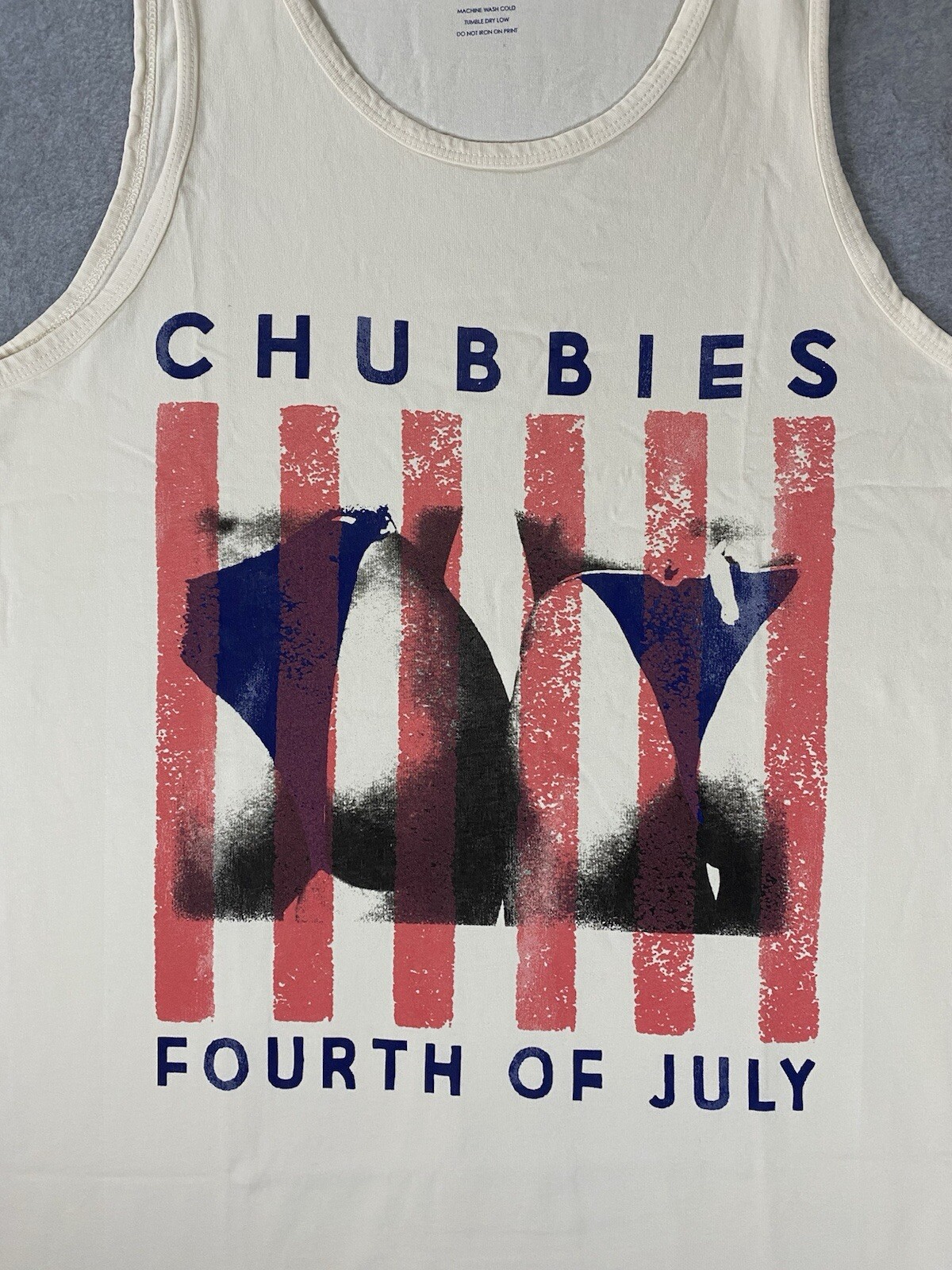 Chubbies Tank Top Mens Large Ivory 4th Of July Cotton Scoop Neck Muscle Tee Butt