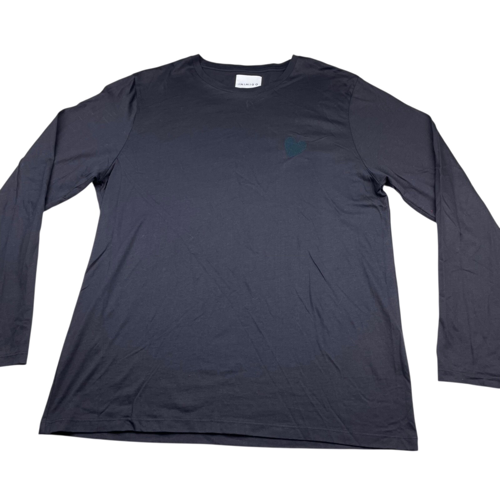 Inimigo Men&rsquo;s 100% Organic Cotton Heart Embroidered L/S T-Shirt Gray • XL
