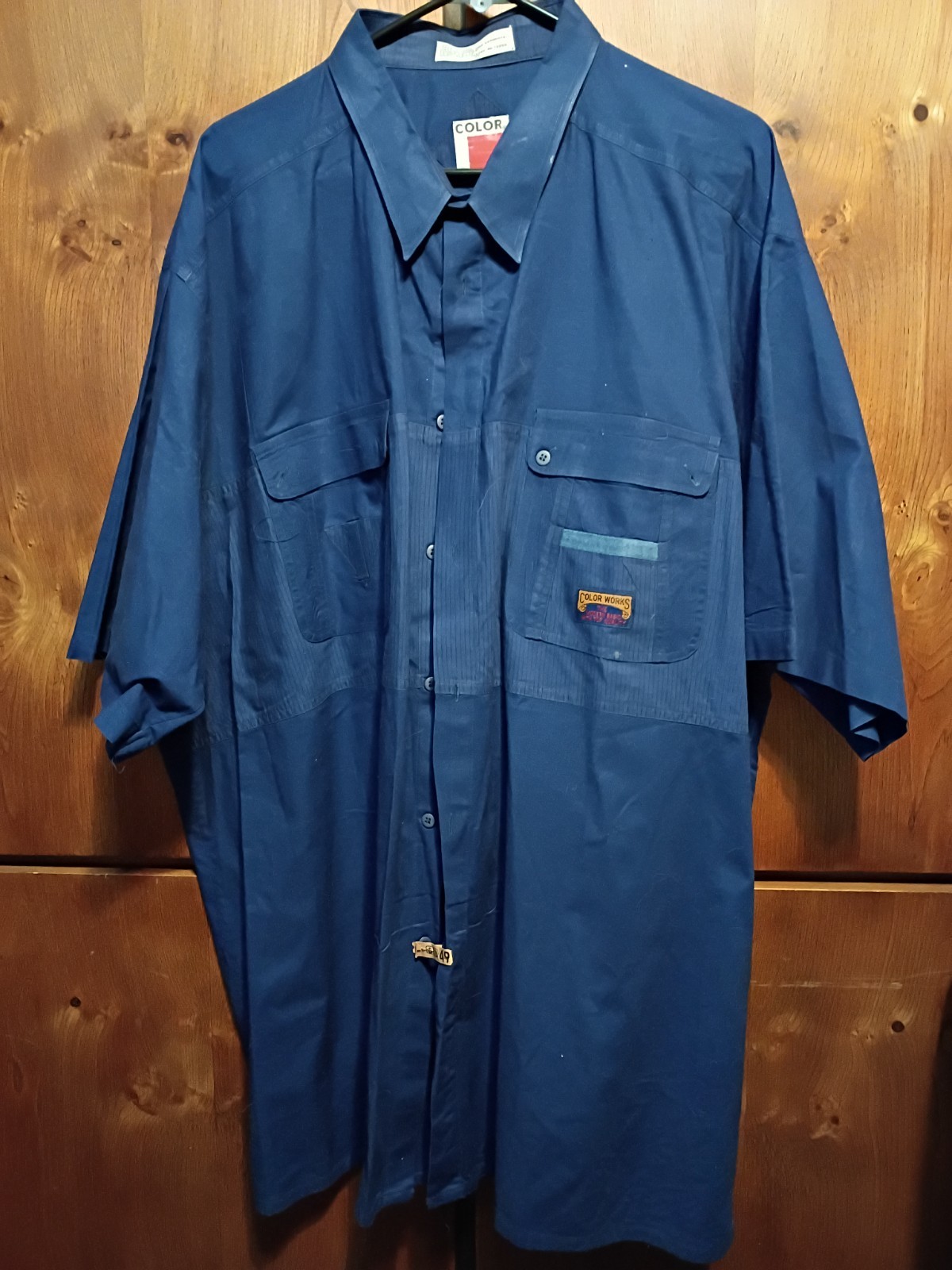 NWT Color Works S/S Dress Shirt W/Pocket&rsquo;s Sz 3 X Dark Blue Free S/H