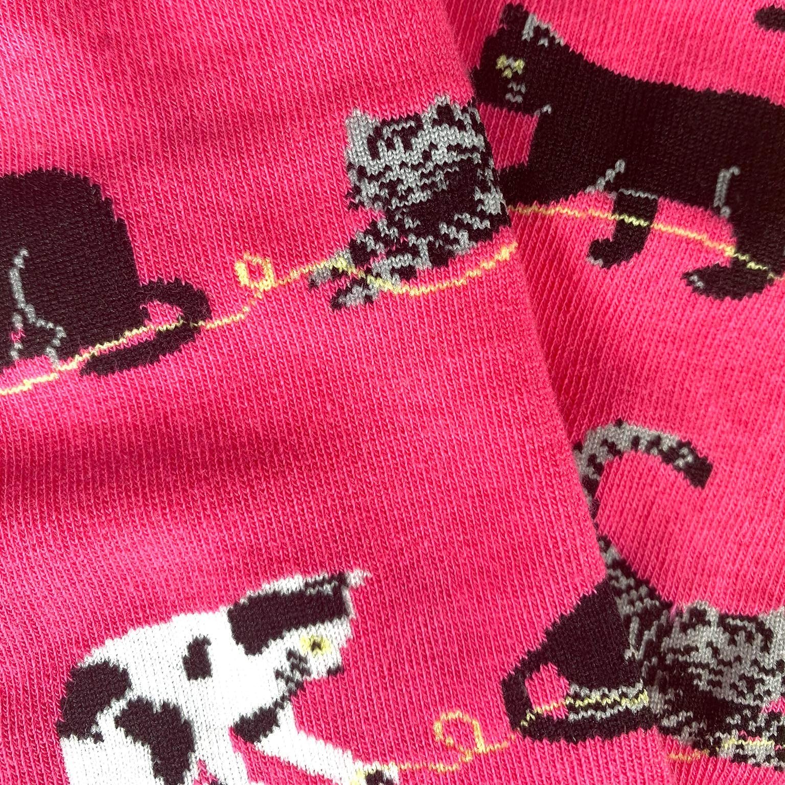 Womens Premium Comfort Animal Socks, Pink Cats, Size 4-10, Cute, Novelty, Crew