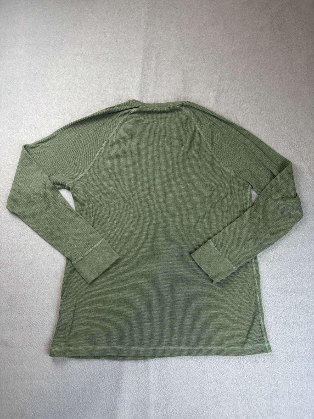 Faherty Shirt Mens Large Green Cloud Cotton Waffle Knit Thermal Long Sleeve