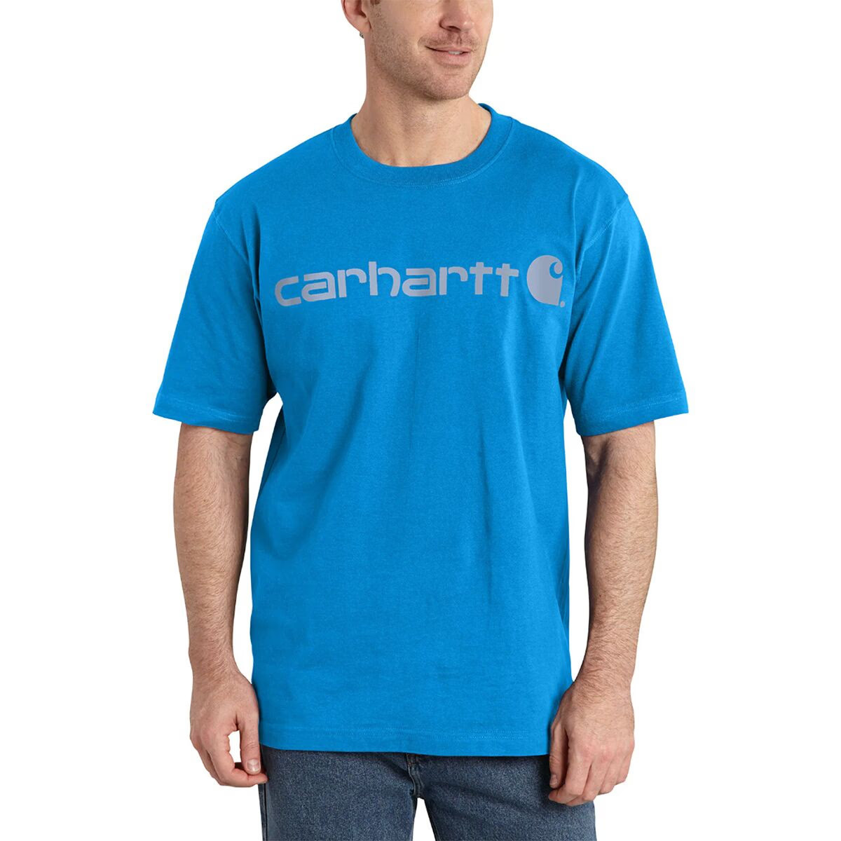 Carhartt L47619 Blue Glow Loose Fit Heavyweight Logo Graphic T-Shirt Size XL