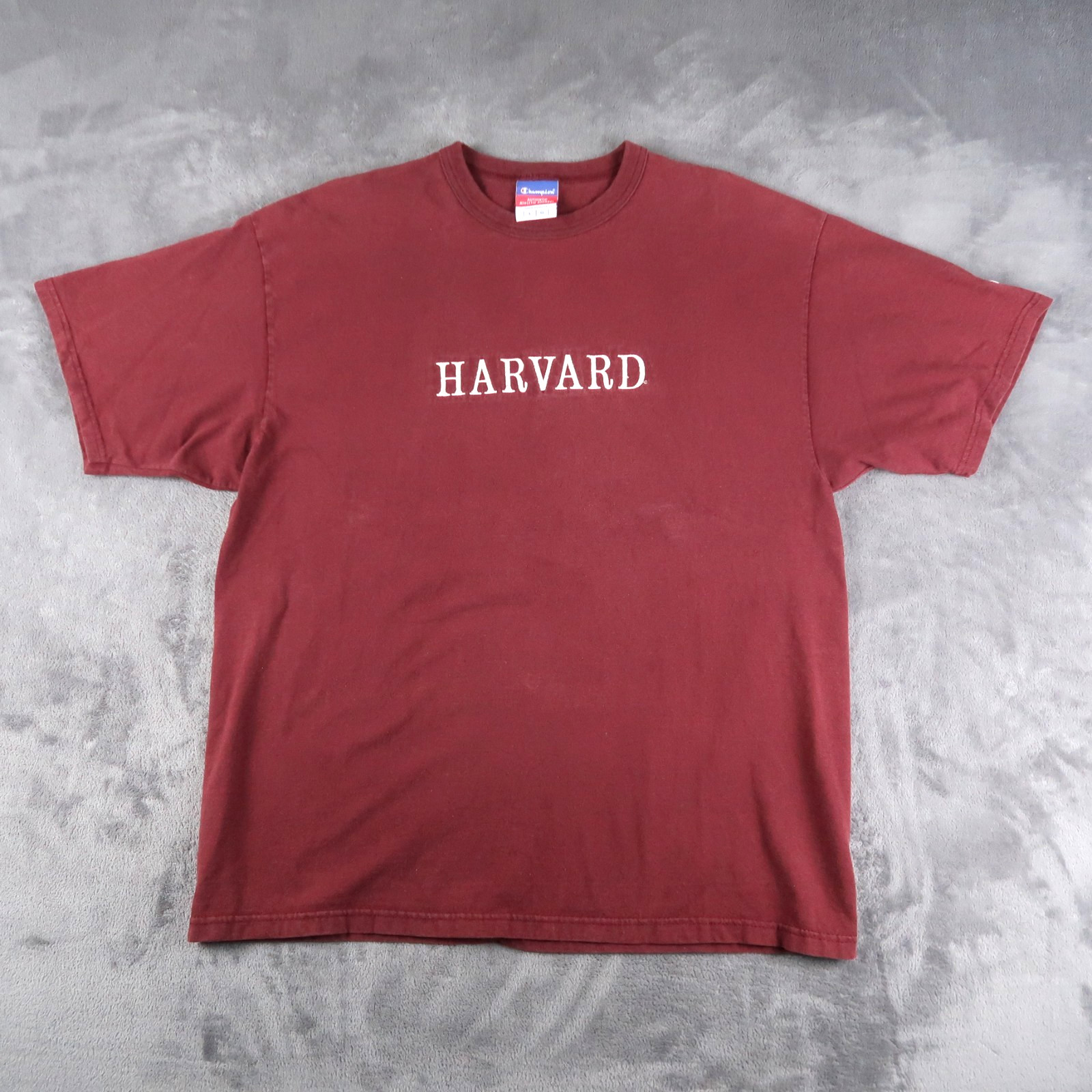 Champion Harvard Collegiate L Large Embroidered Burgundy T-Shirt University