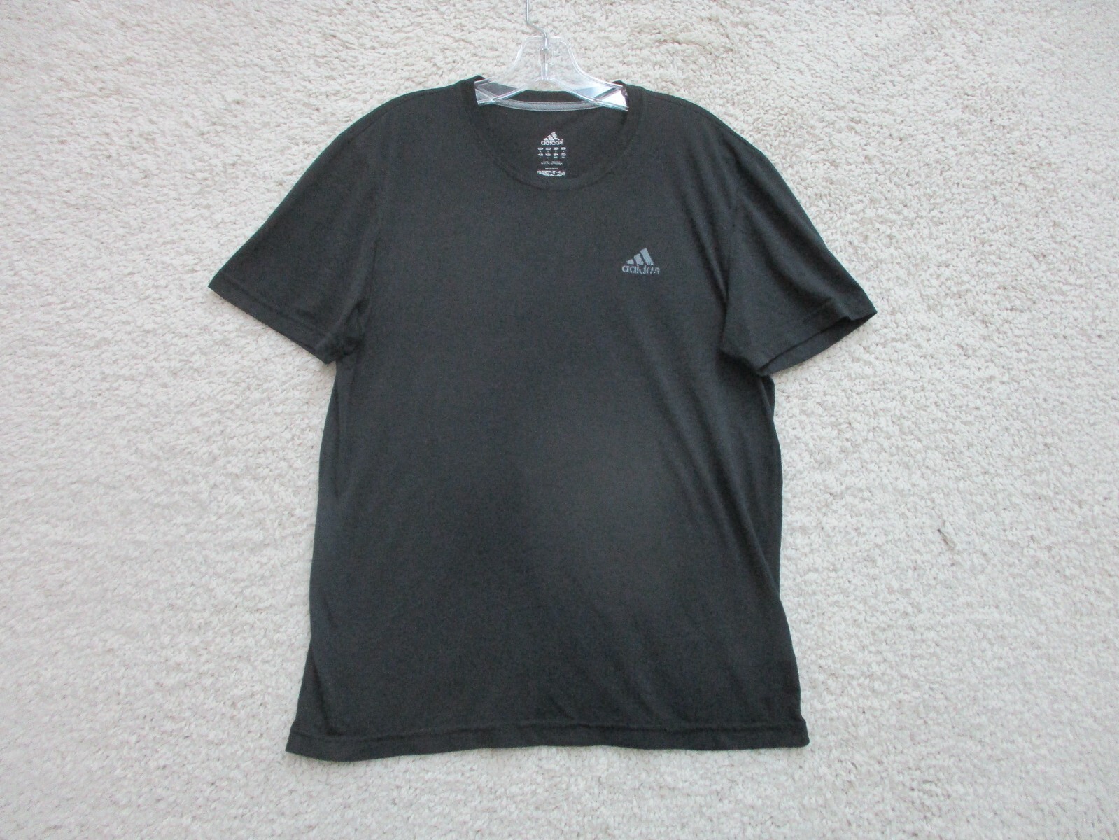 Adidas Shirt Large Adult Black Athletic Logo Stretch Running Gym Modern Fit Mens