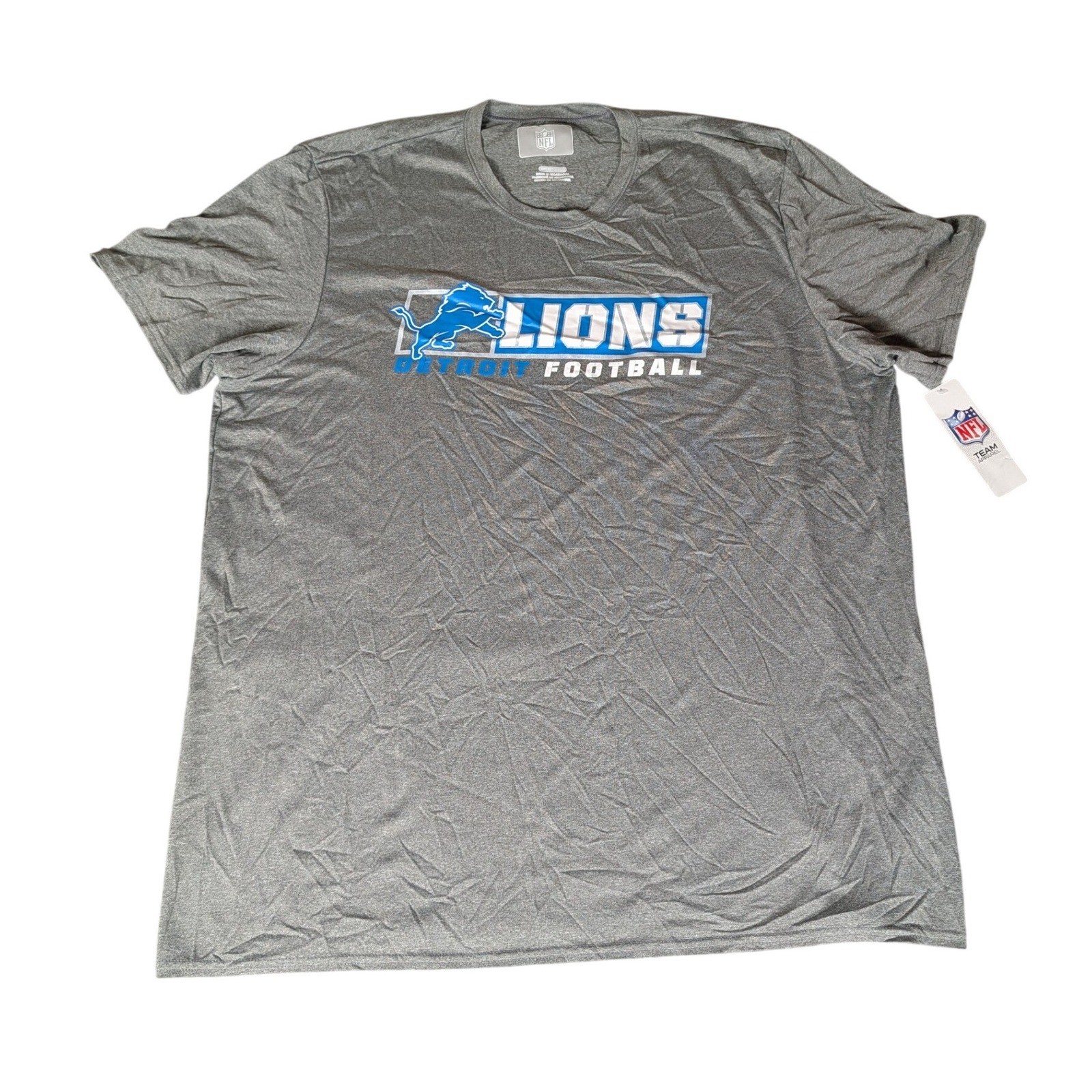 Detroit Lions NFL Team Apparel Gray Short Sleeve Football T Shirt 2XL -stain