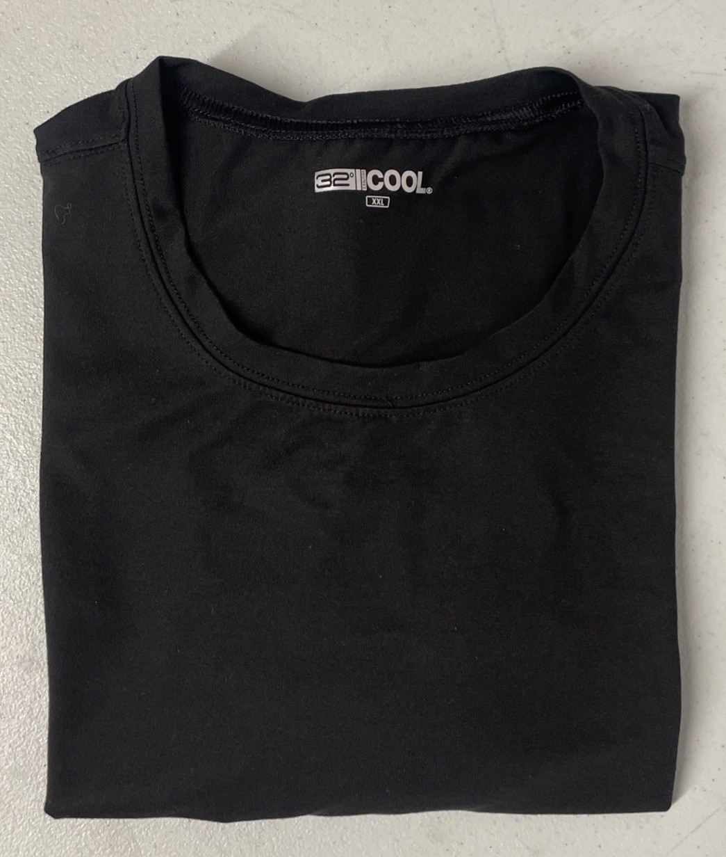 32 Degrees Cool Men&rsquo;s Crew Neck T-Shirt Tee BLACK XXL Quick Dry Excellent