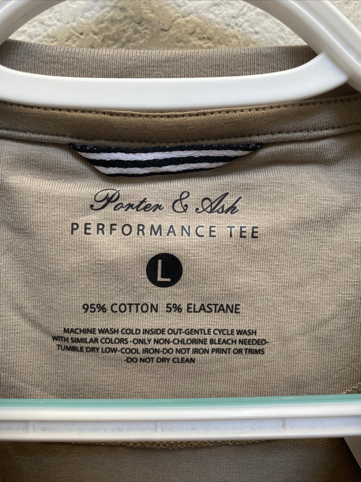 NEW Porter & Ash Men&rsquo;s Large Light Brown Performance Tee Crew Neck T-Shirt NWT
