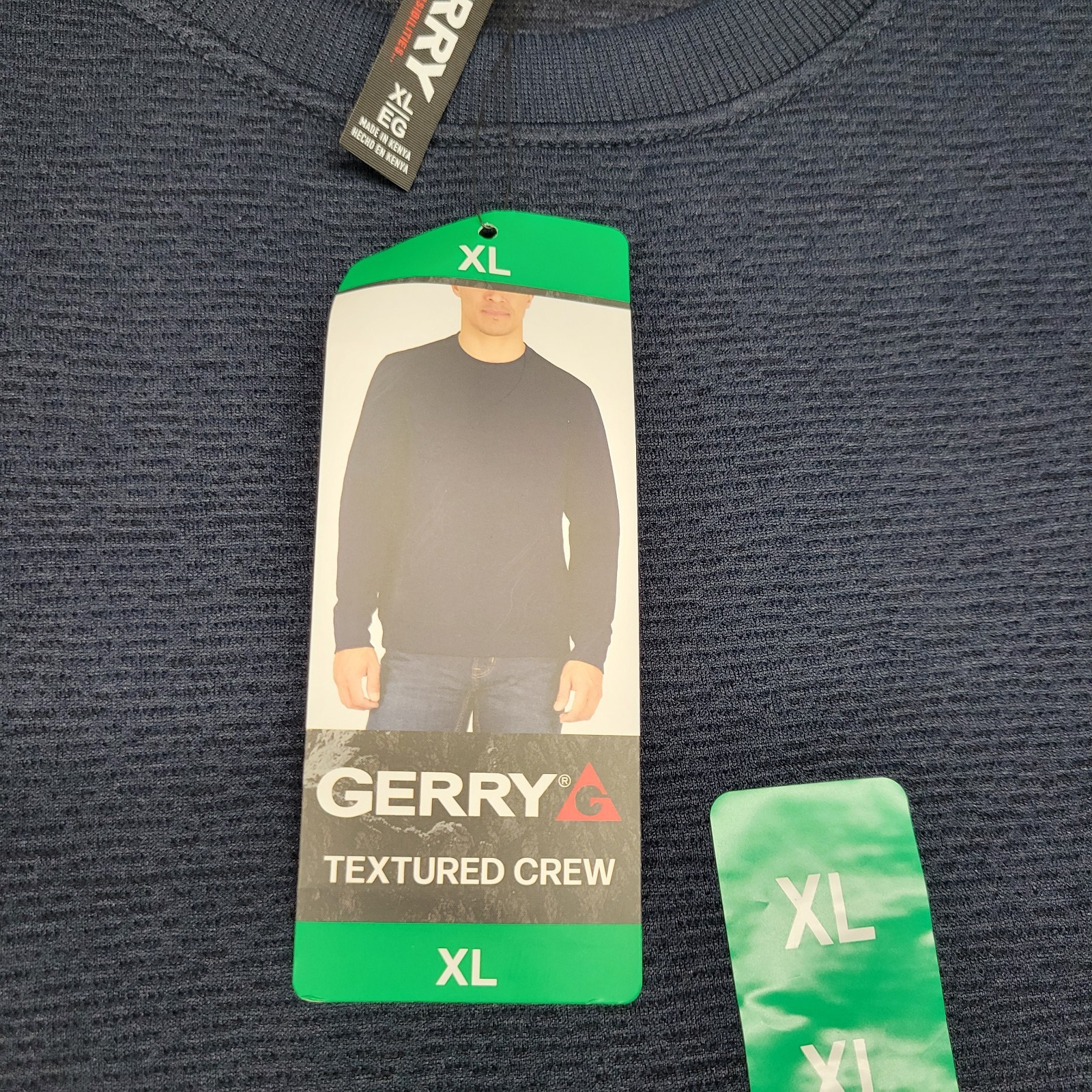 Gerry Shirt Mens Extra Large Blue Textured Crew Stretch Long Sleeve Outdoor New