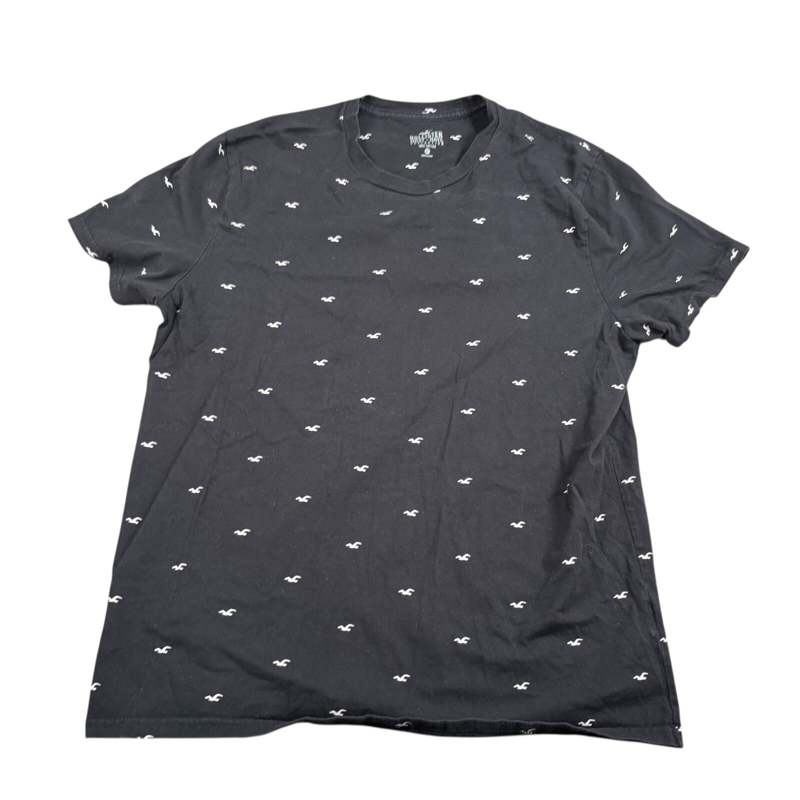 Hollister Must Have Collection Faded Black All Over Print Casual Tee Size XL