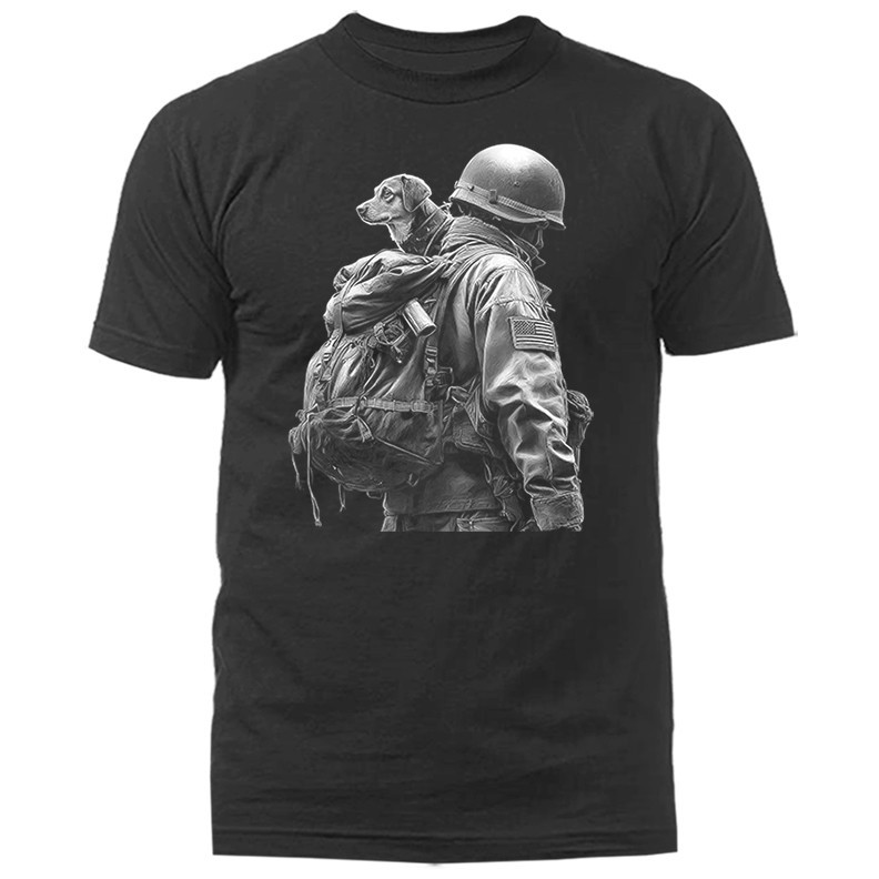 US Army Soldier Dog Military K9 Patriotic Veteran T-shirt