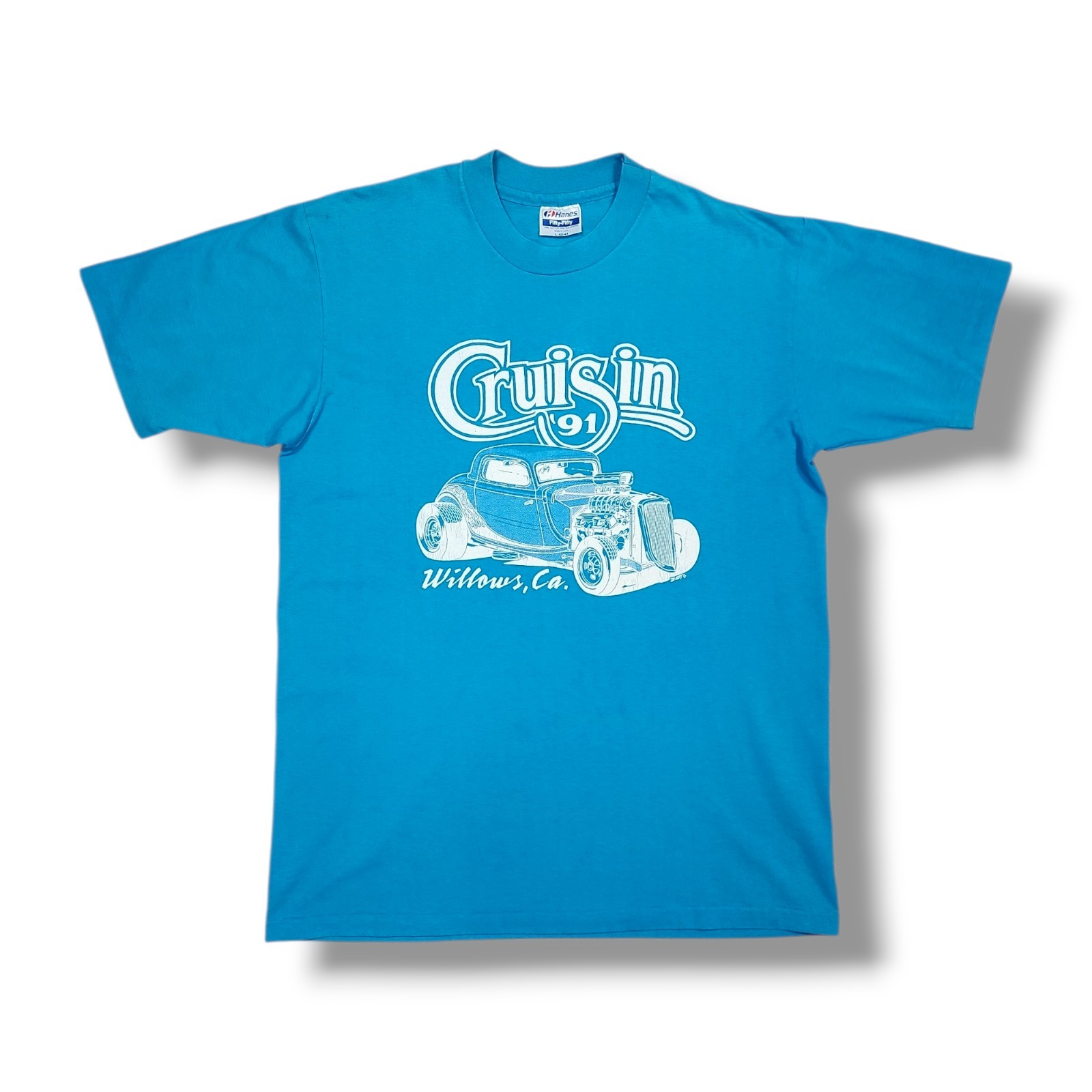 Vintage CRUISIN 1991 Willows, CA Street Rod Single Stitch Blue T-Shirt Men&rsquo;s L