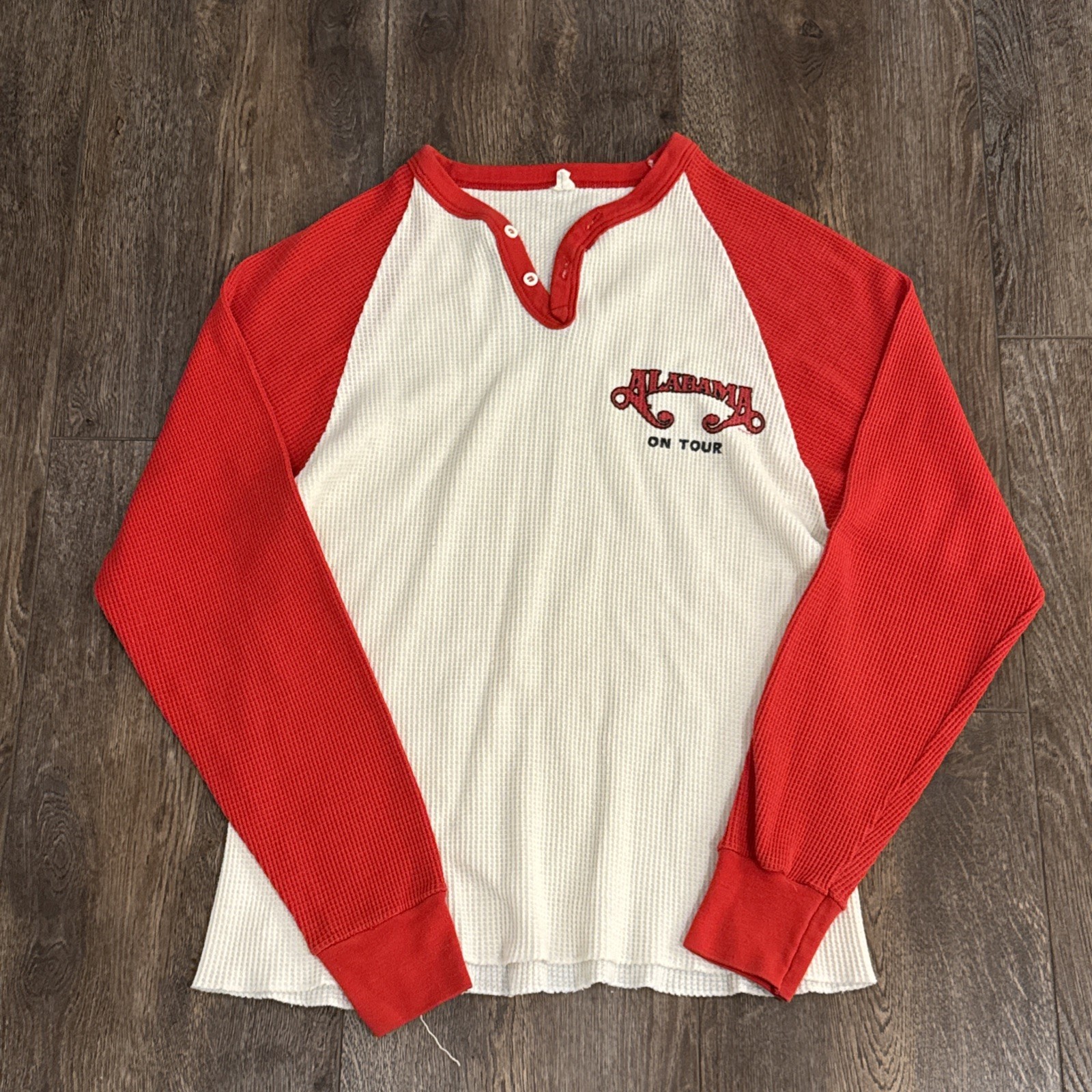 Rare Alabama On Tour Raglan Long Sleeve Henley Vintage VTG Band Tee 70s 80s