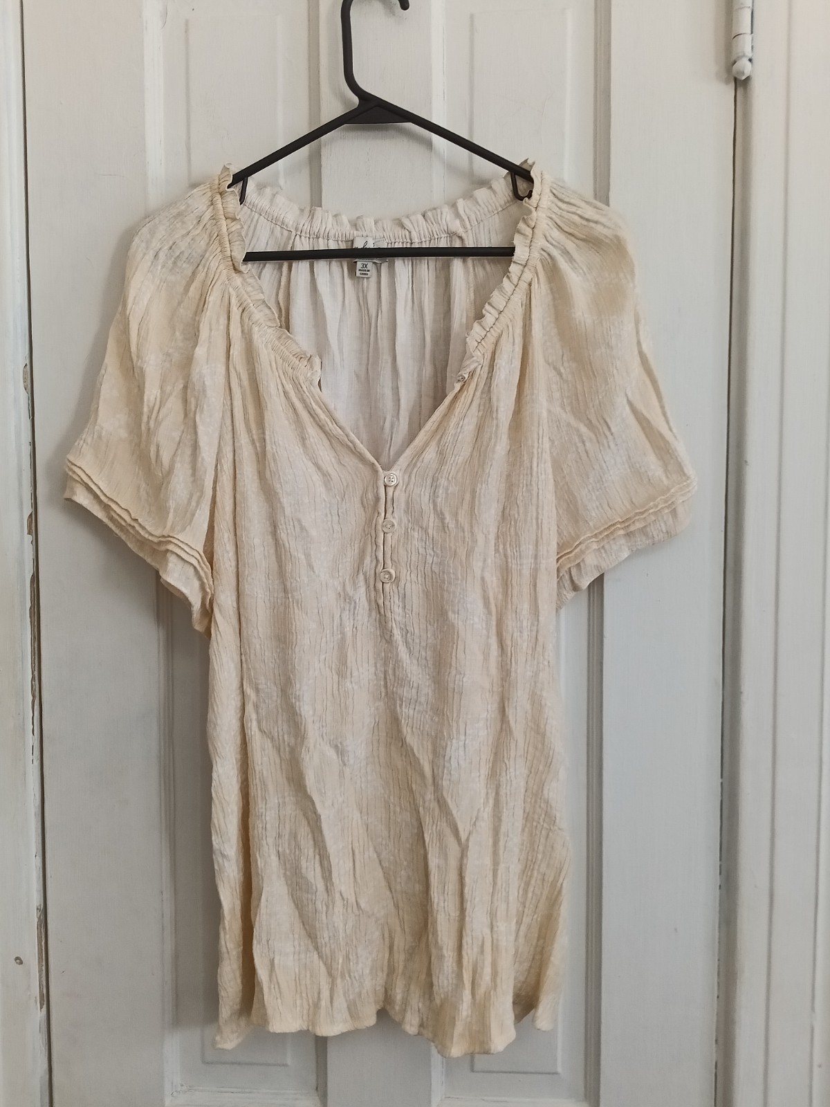 Wonderly Crinkle Short Sleeve Shirt Top Blouse Rayon Blend Plus Size 3X 3XL B4