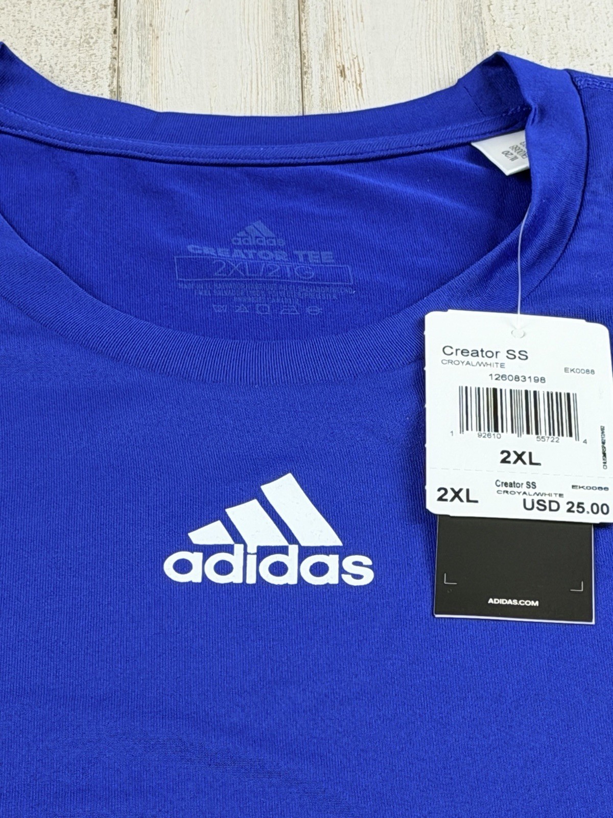 Adidas Men&rsquo;s Creator Short Sleeve TShirt Blue EK0088 Size XXL 2XL NWT Fast Ship