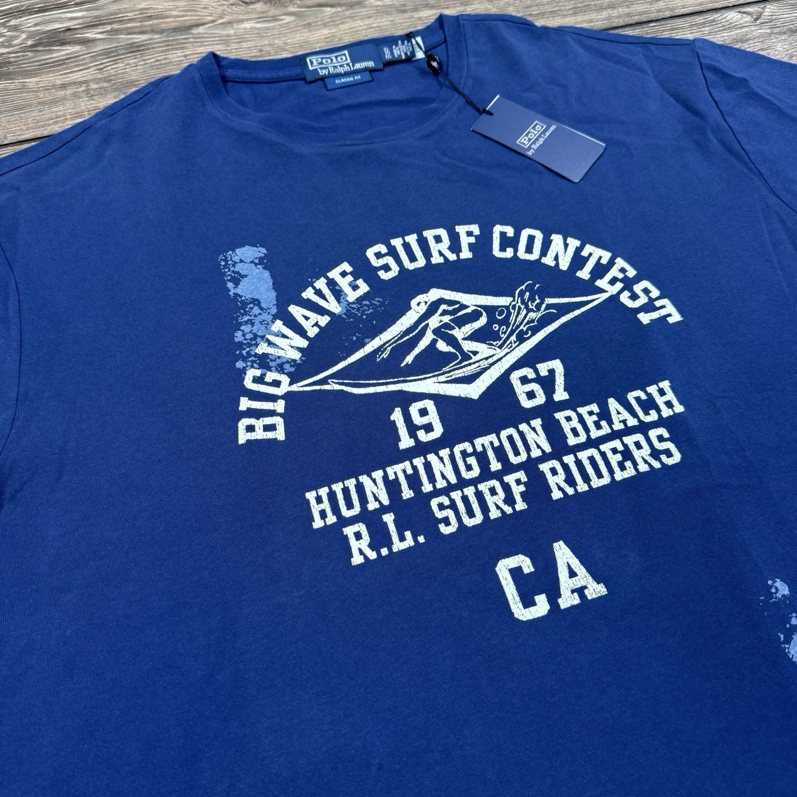 Polo Ralph Lauren Men&rsquo;s Classic Fit Big Wave Surf Contest T-Shirt Blue SZ XL NEW