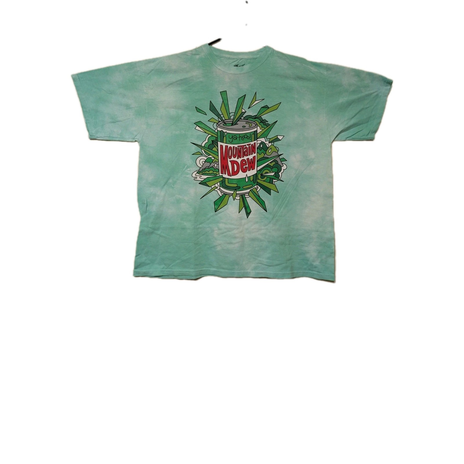 Mountain Dew Mens T-shirt Green Tie-Dye Yahoo! Green Soda Can XL #6240 NWT