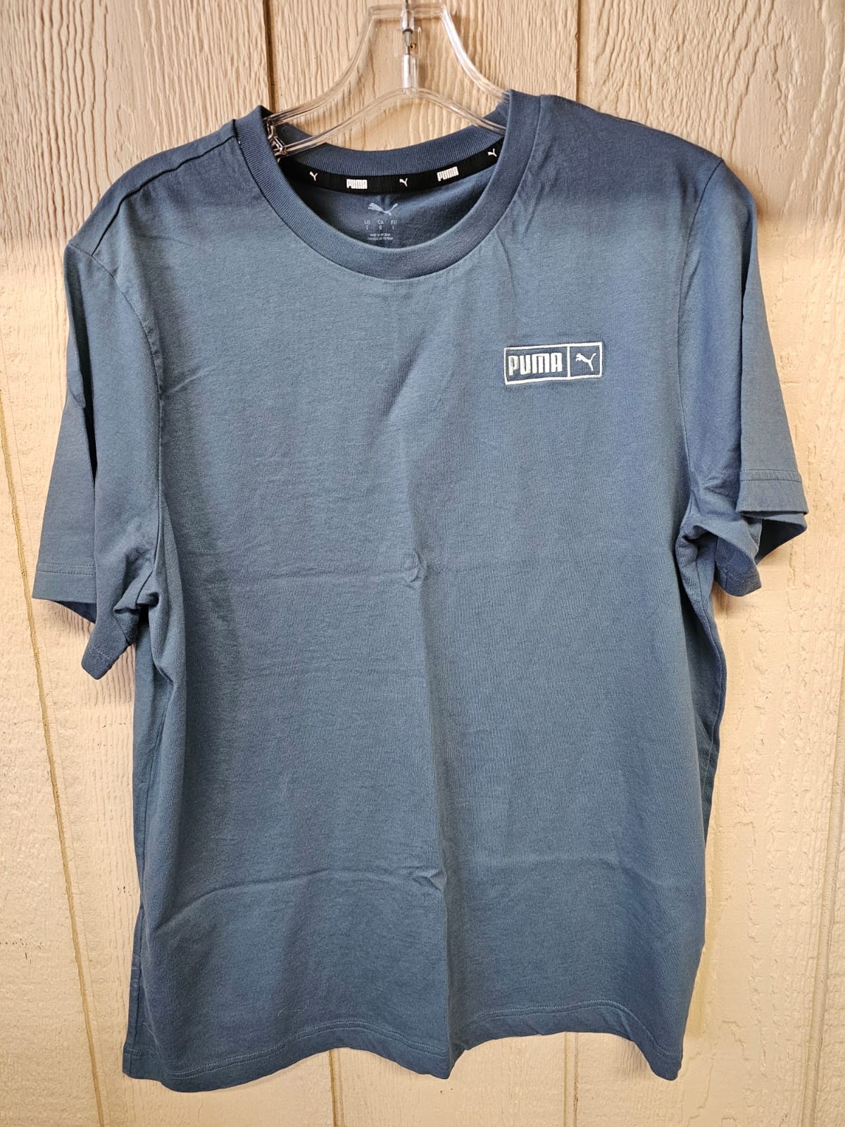 Puma Men&rsquo;s Logo Active Tee Shirt Stretch Blue Size L- 1865556 – No Tag