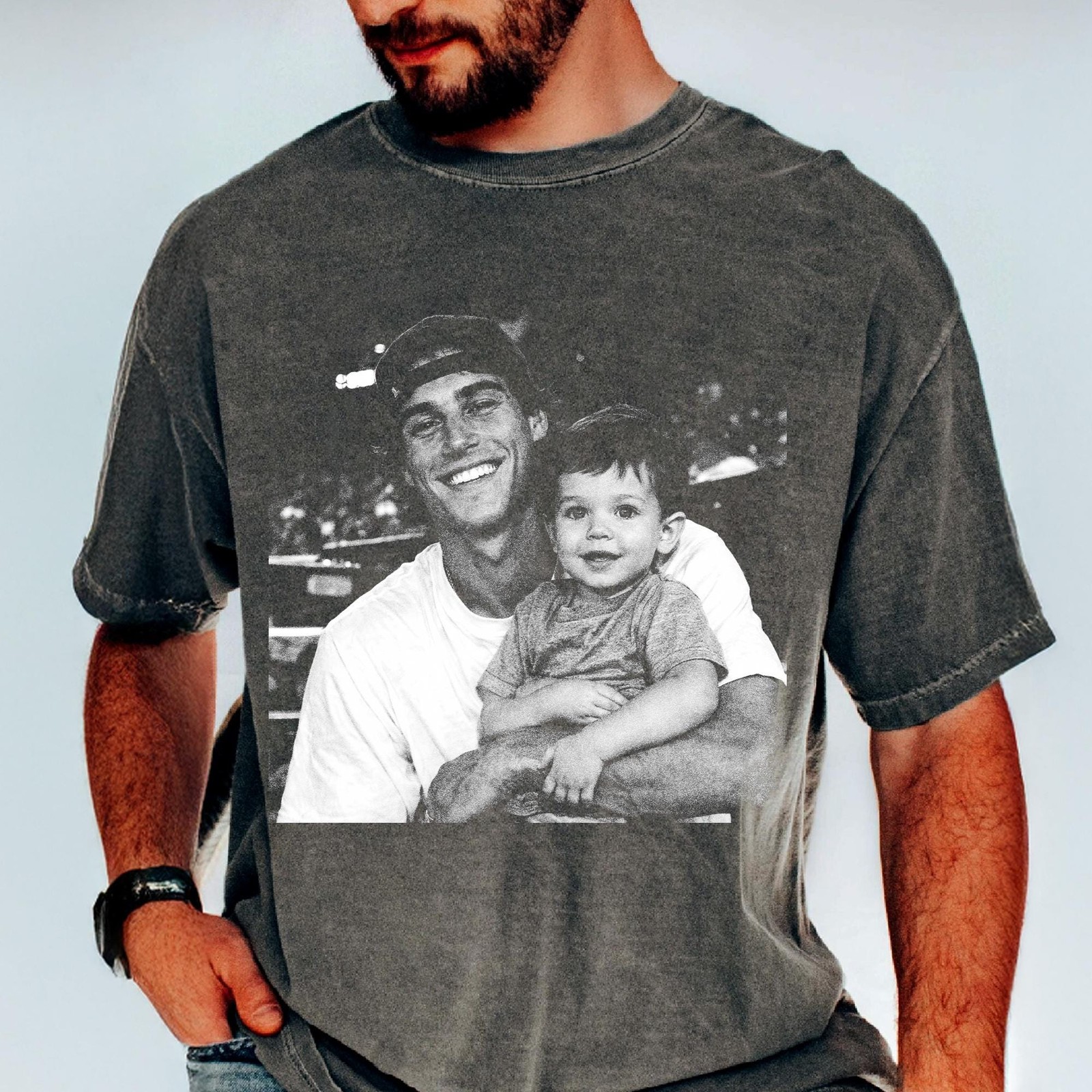 Custom Photo Fathers Day Shirt, Personalized Retro Dad Gift Tee