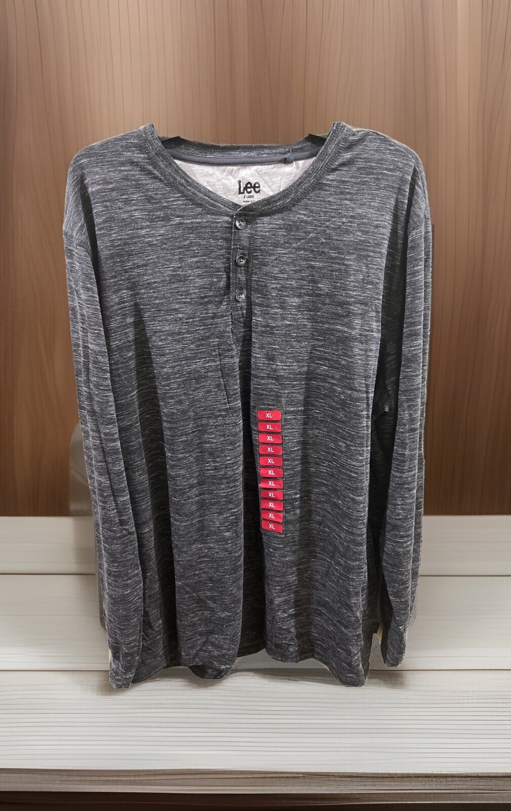 Lee Textured Comfort Henley Shirt Black Men&rsquo;s X-LARGE Stretch $45
