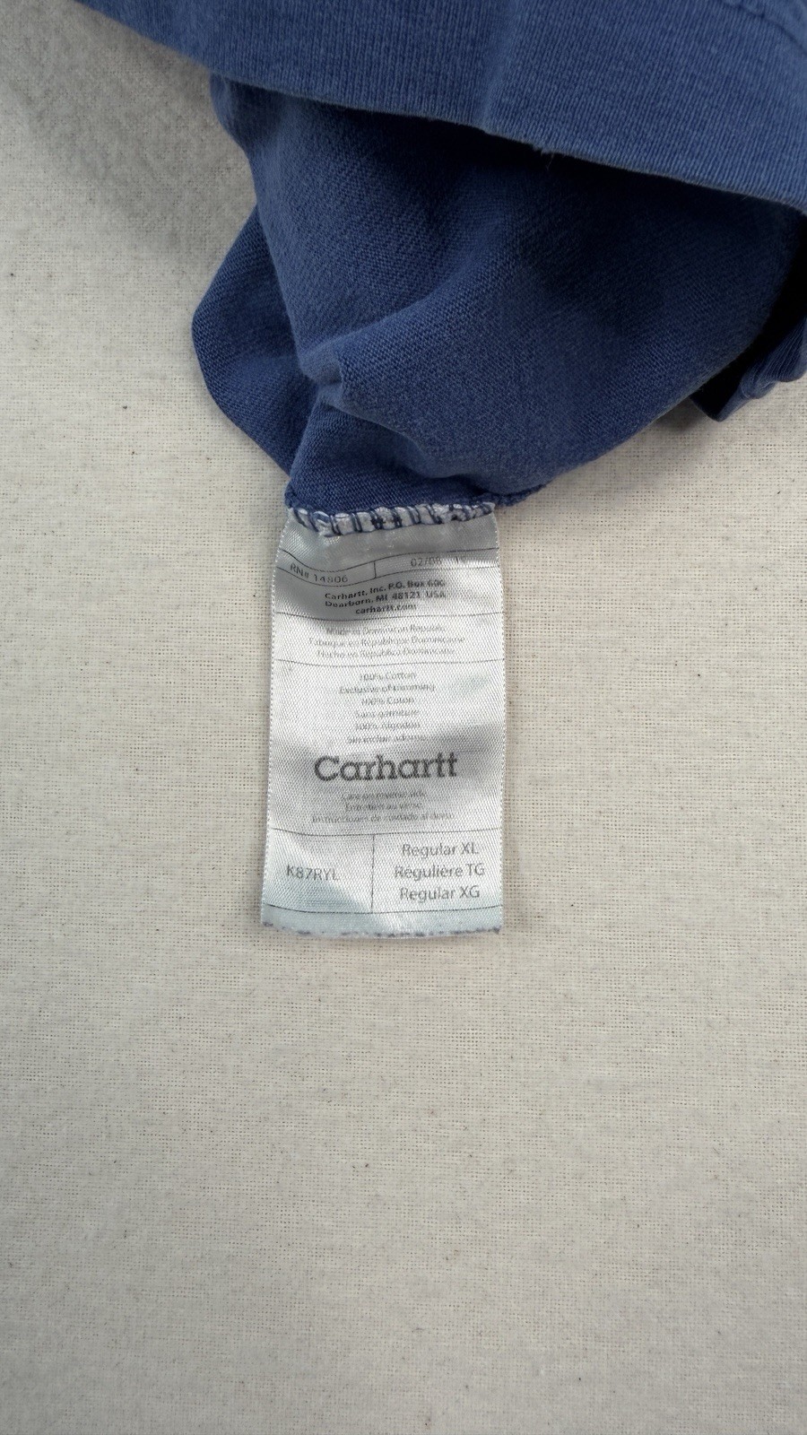 Carhartt Pocket T-Shirt Blue XL Regular Workwear Heavyweight Cotton Logo Tee