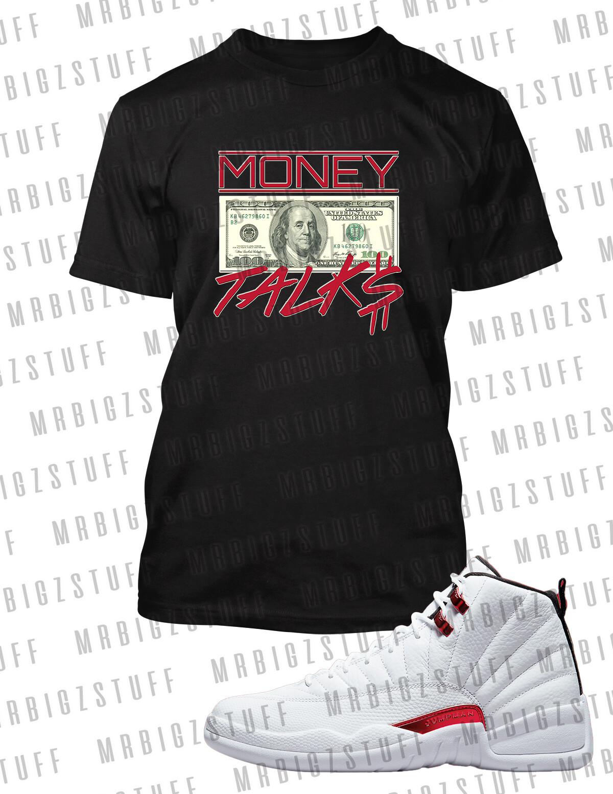 Money Talks Hip Hop Sneaker Tee Shirt Street Wear Big Tall Small Tee J12 Twist