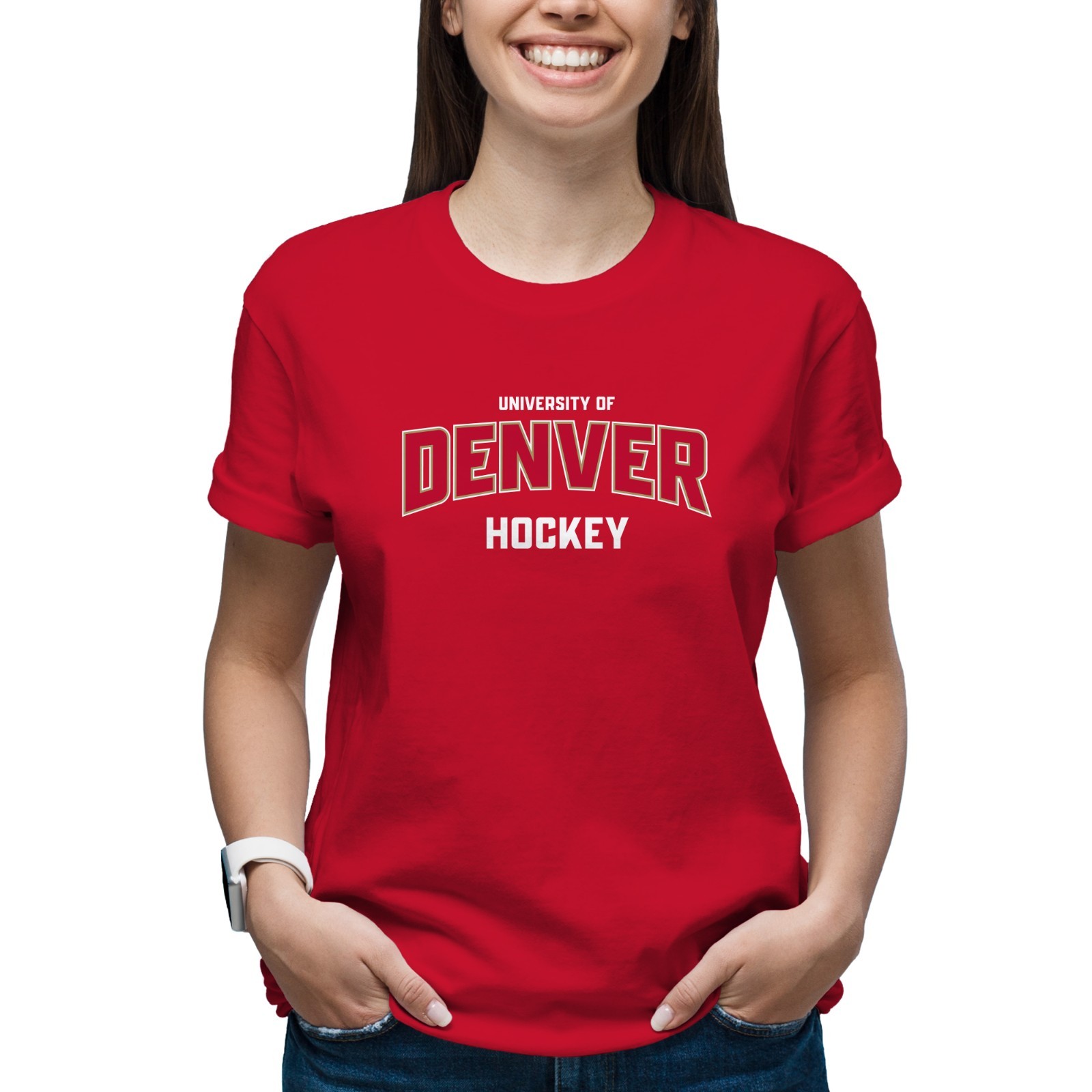 UGP Campus Apparel NCAA University Denver Arch Logo Hockey Sports Team T-Shirt
