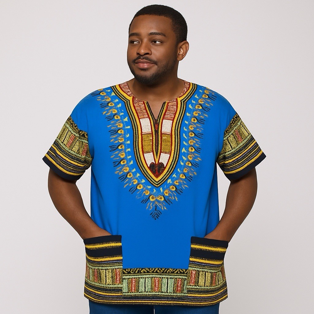 #1 Best Quality Unisex African Bright Dashiki 100%Cotton Shirt Variety Colors.