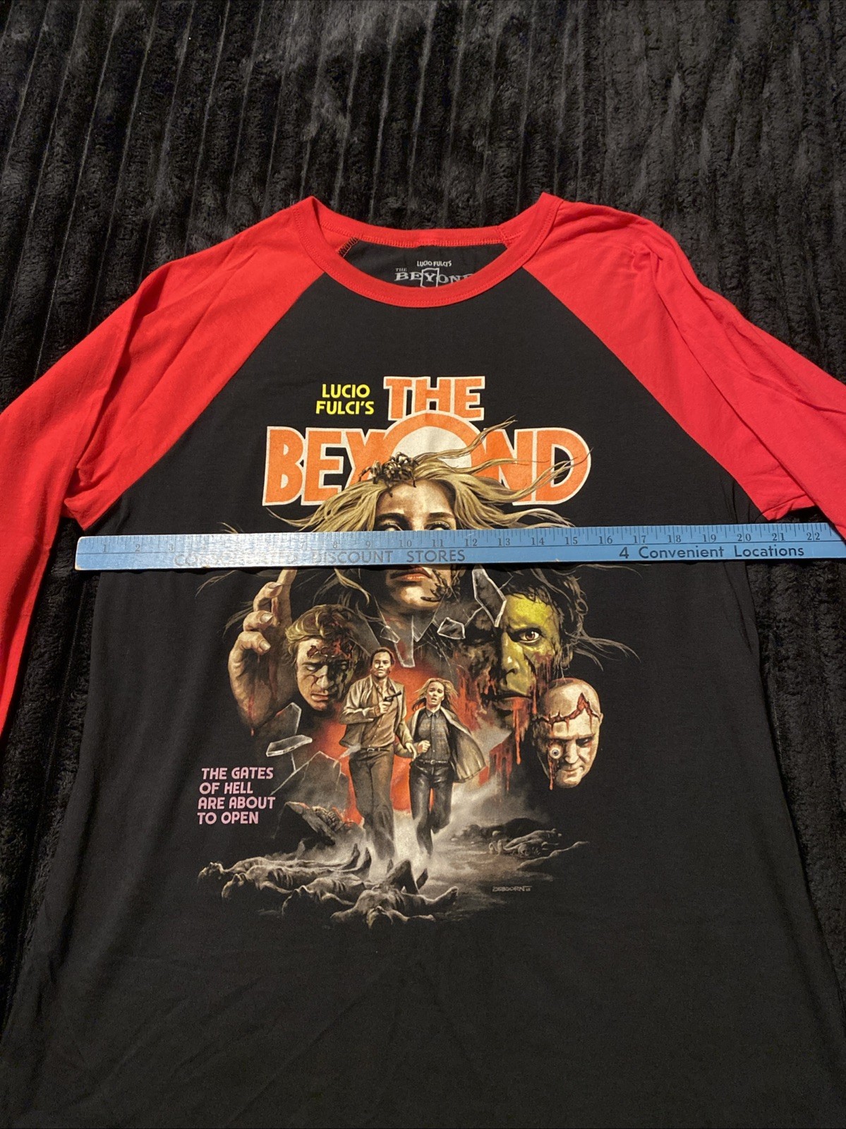 Fright-Rags Lucio Fulci’s The Beyond Baseball Tee Shirt Raglan Large OOP Zombie