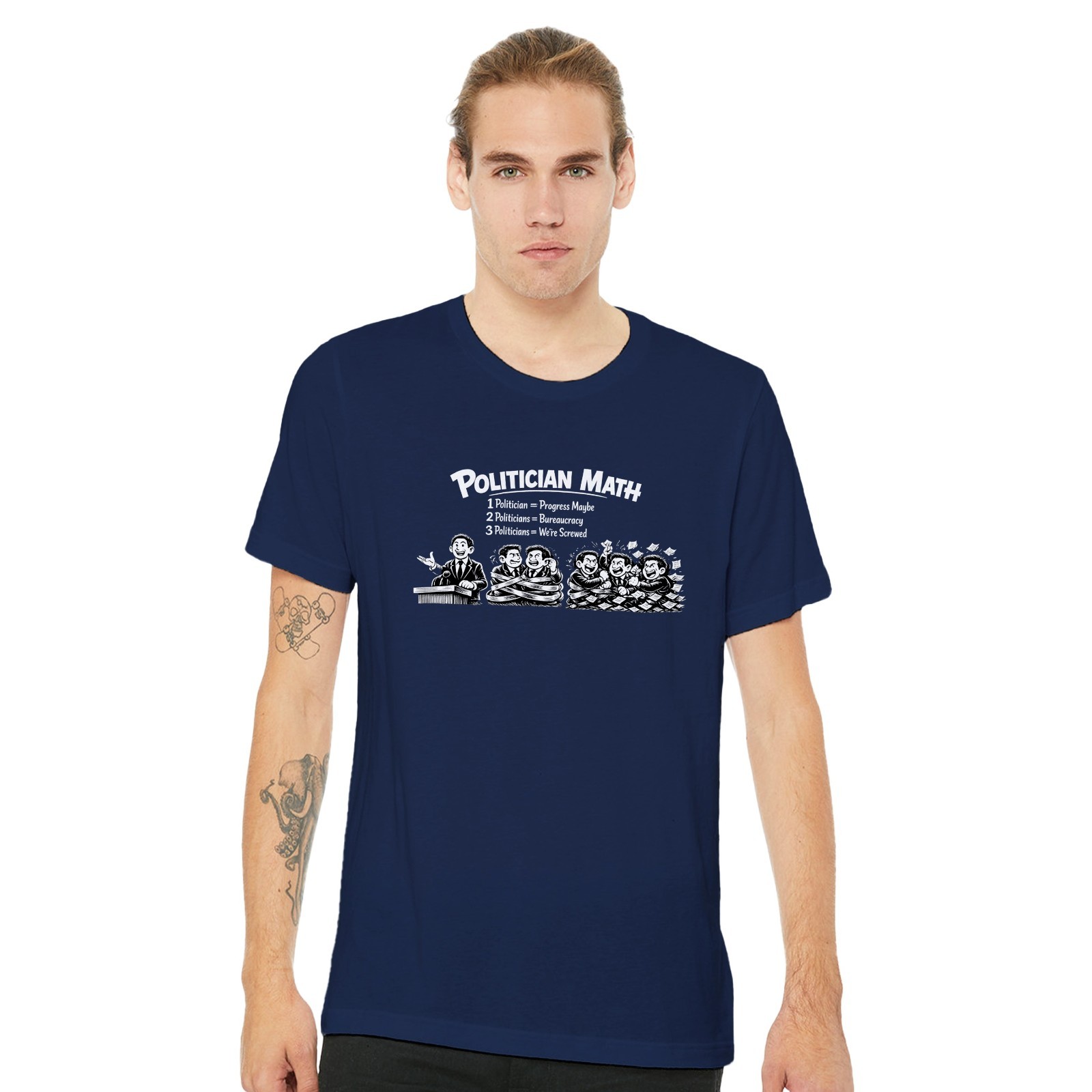 Funny Political T-Shirt 1 Politician Progress 3 Politicians Screwed Gift Tee